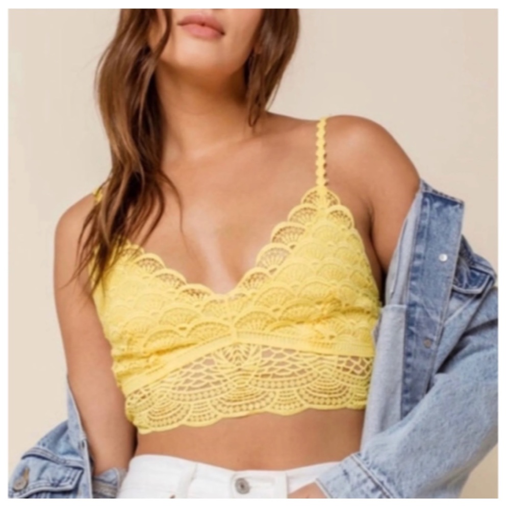 NWT Free People Intimately Sunrise to Sunset Bra in Yellow Sunny Days Size Small